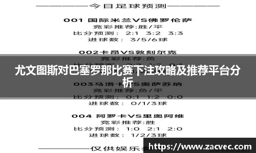 尤文图斯对巴塞罗那比赛下注攻略及推荐平台分析